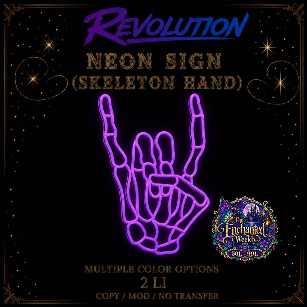 REVOLUTION — Neon Sign (Skeleton Hand)