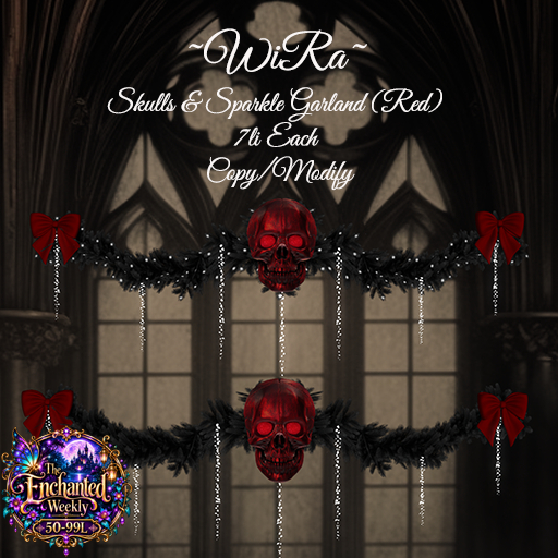 ~WiRa~ — Skulls & Sparkle Garland (Red)